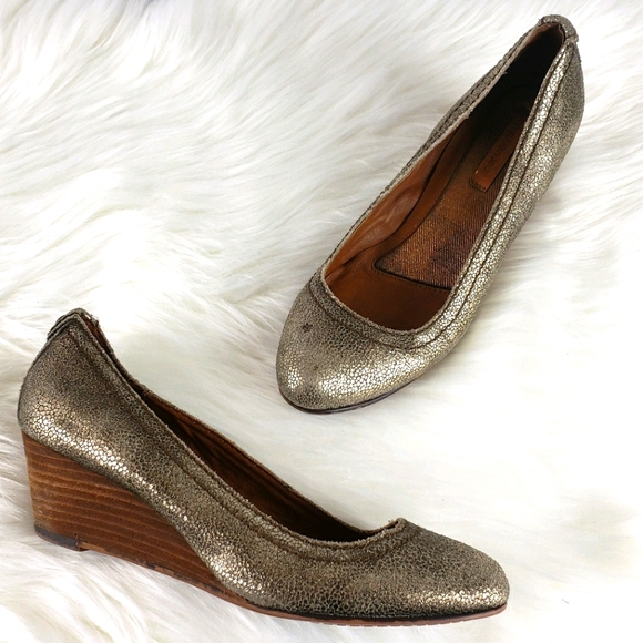 Calvin Klein Jeans Shoes - Calvin Klein Jeans Jayleen Gold Leather Wedge
